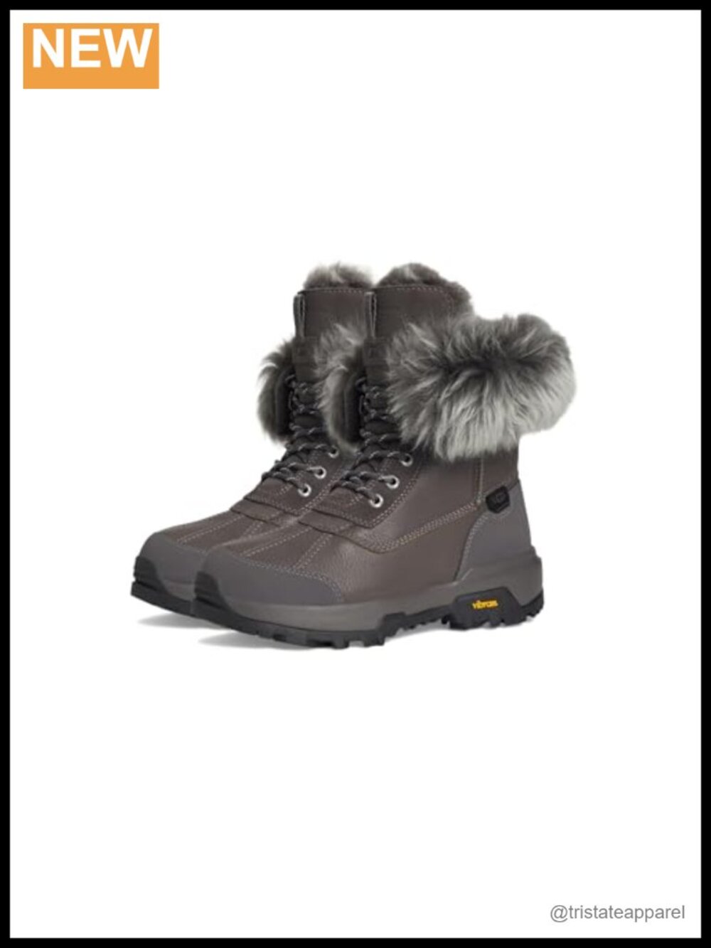Waterproof Leather Snow Boots Mid-Calf Sheepskin Lined Lace-Up Winter Boots